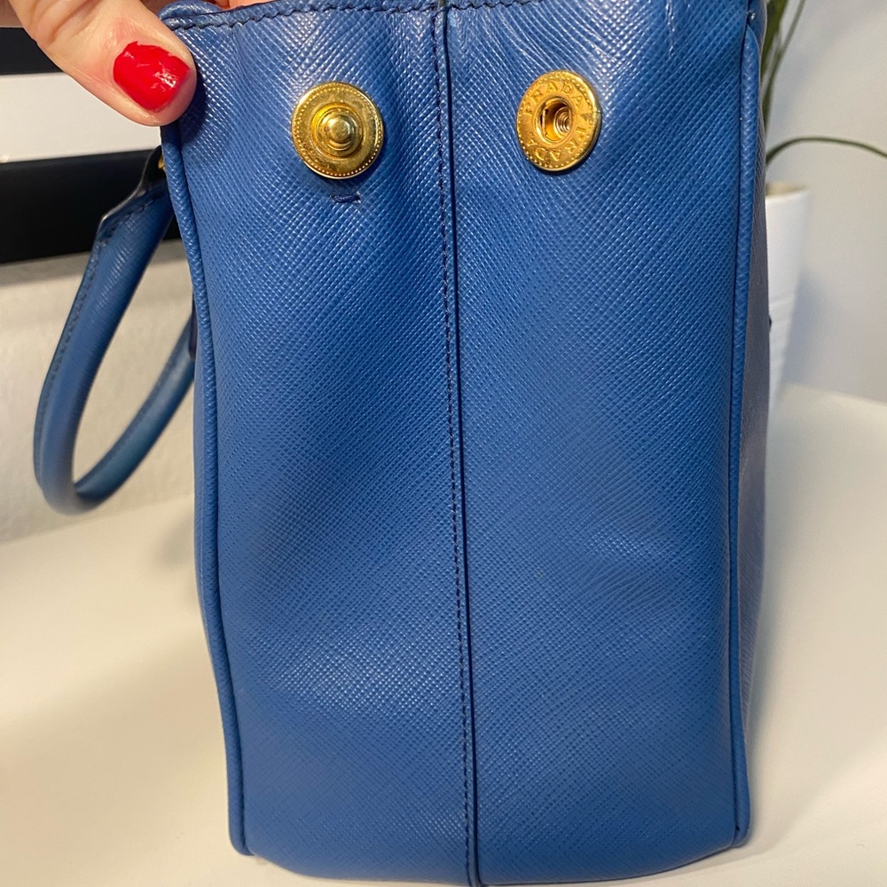 PRADA Galleria Small Saffiano Leather Tote In Blue - Picture 10 of 17